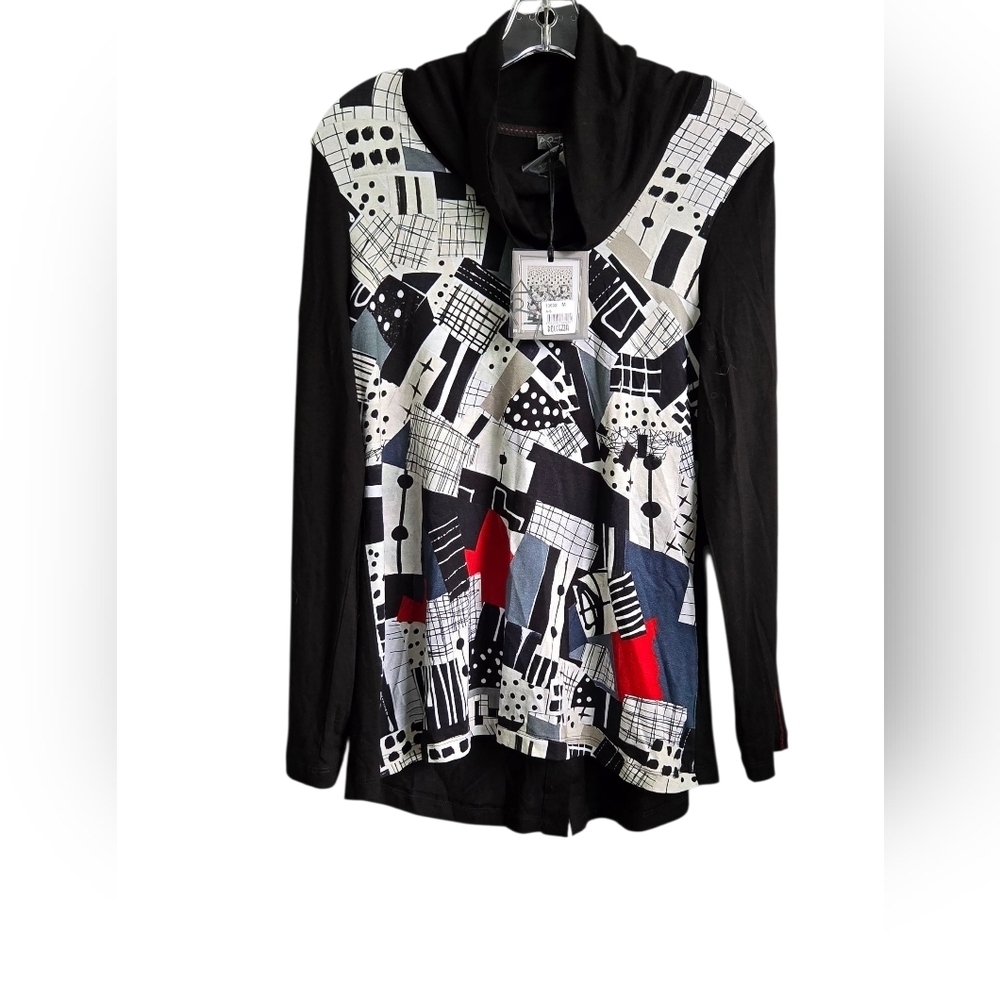 Dolcezza Geo Print Cowl Neck Top, Medium - Picture 2 of 7